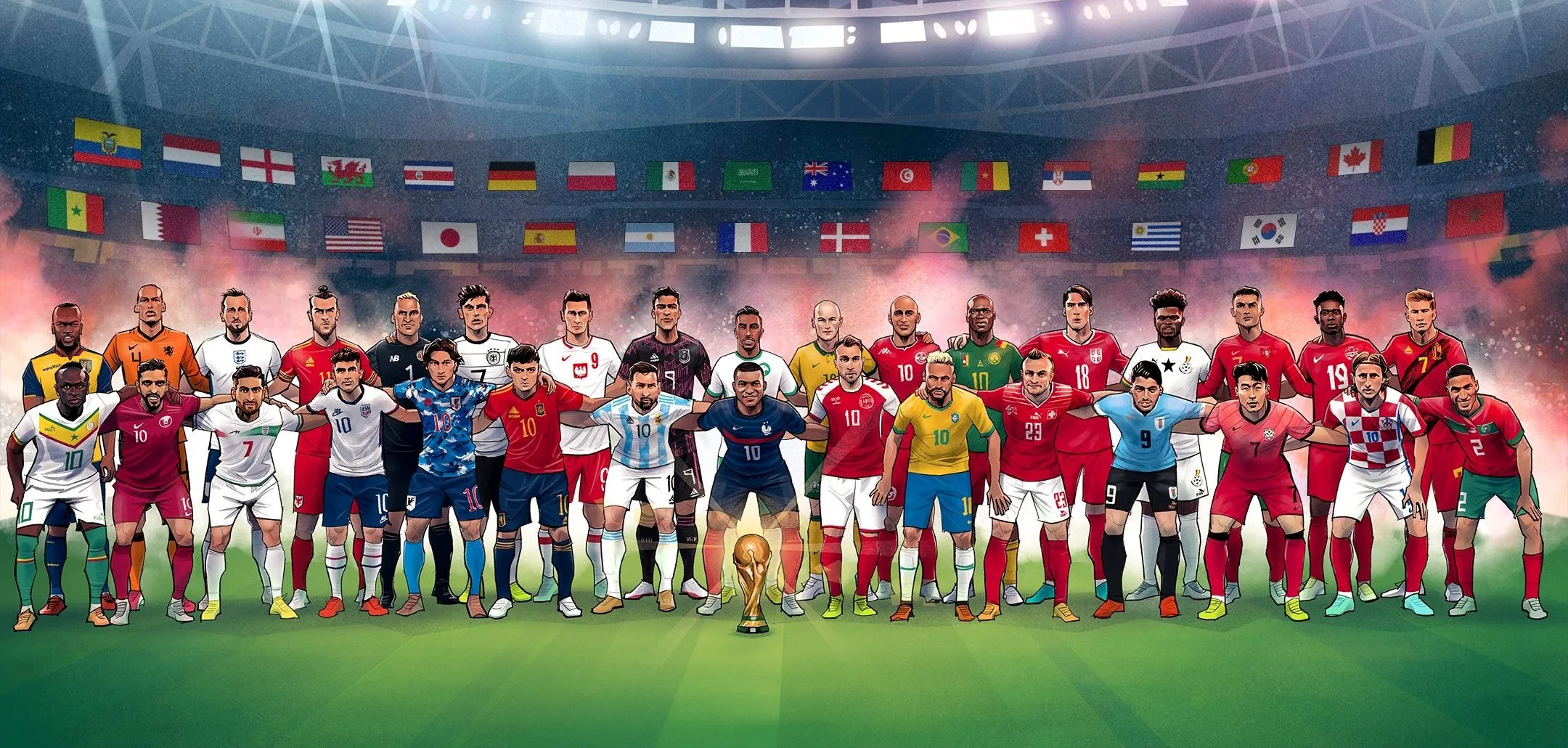 विश्वकप फुटबल २०२२ का हेभिवेट नाममा को-को ?, कुन महादेशबाट कति देश छानिए ?