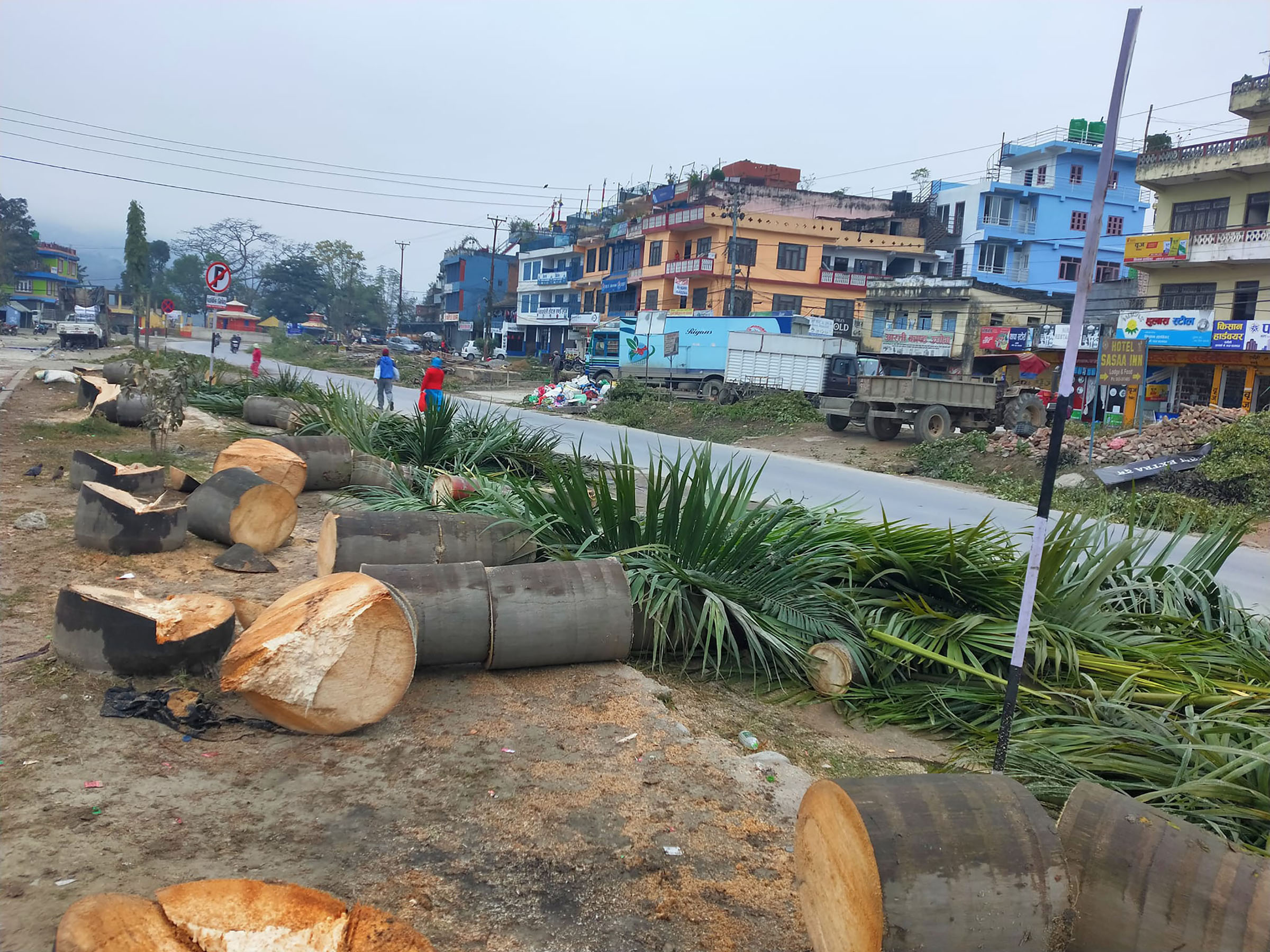 मुग्लिङ पोखरा सडक विस्तारका लागि रुख कटान कार्य जारी