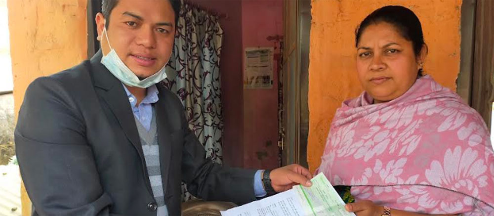 सूर्या लाइफद्धारा रु.५ लाख मृत्यु बीमा दाबी भुक्तानी