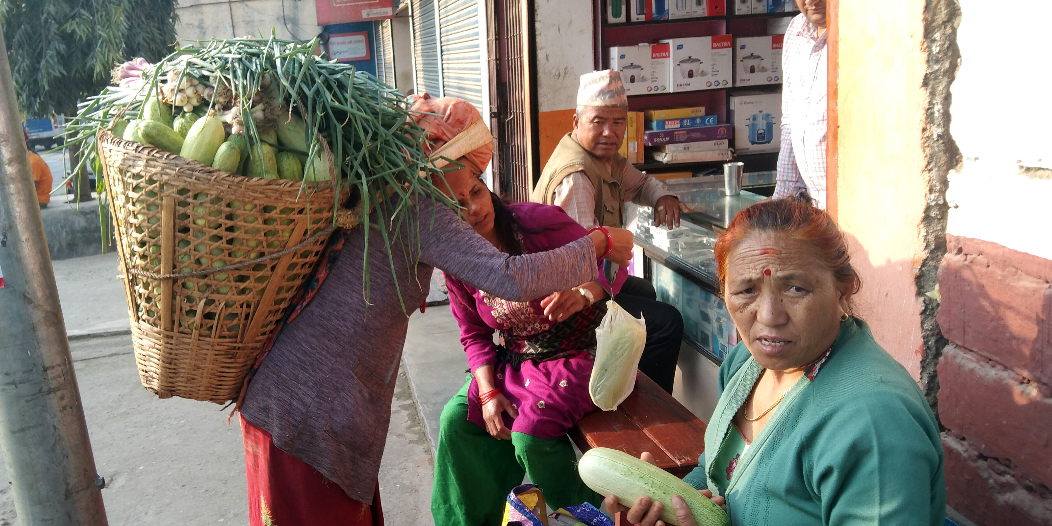 तरकारी बिक्री गर्दै किसान