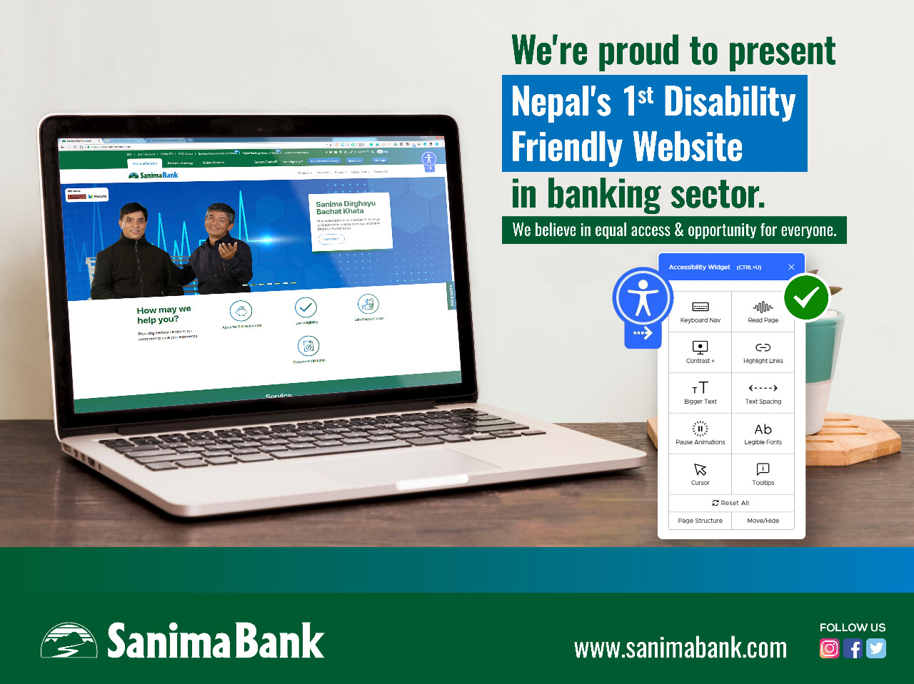 सानिमा बैंकले सुरु गर्यो अपाङ्गतामैत्री वेभसाइट