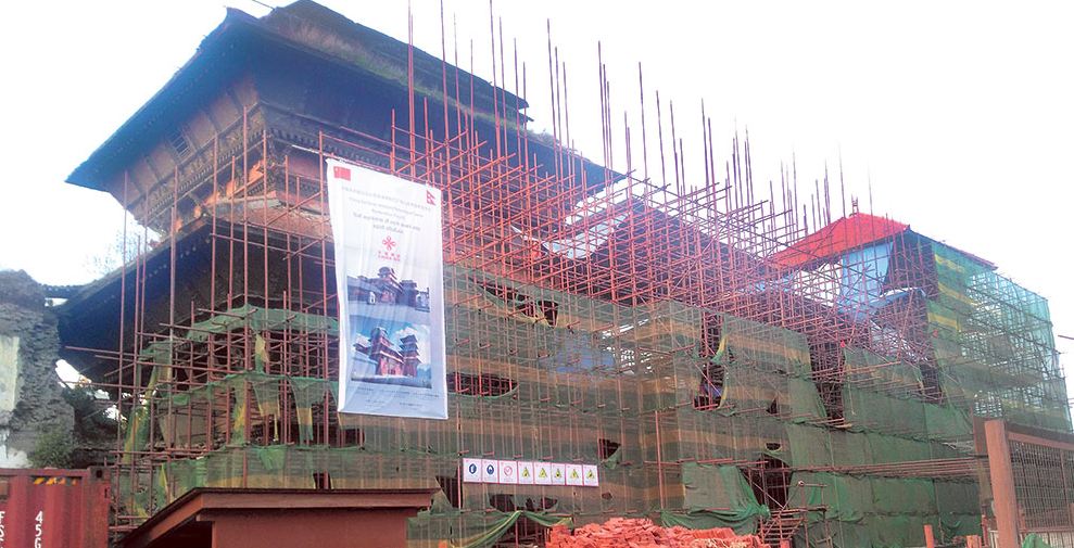विश्व सम्पदा सूचीमा सूचीकृत हनुमानढोकाको पुनःनिर्माणले गति लियो