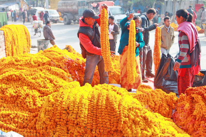 पुष्प माला र गुच्छा काठमाडौँमा खपत