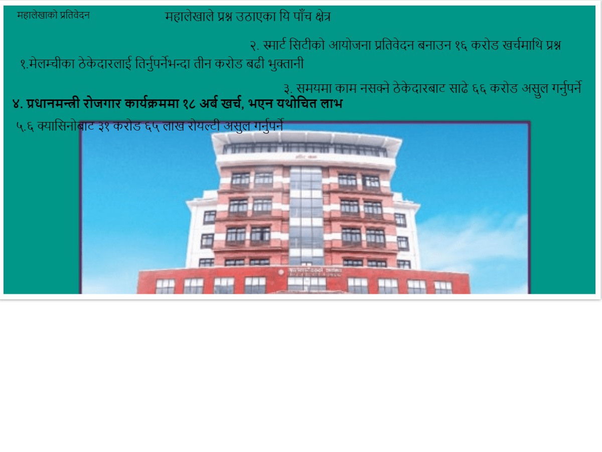 यि पाँच क्षेत्रमा महालेखाले उठाएको गम्भिर प्रश्न ?