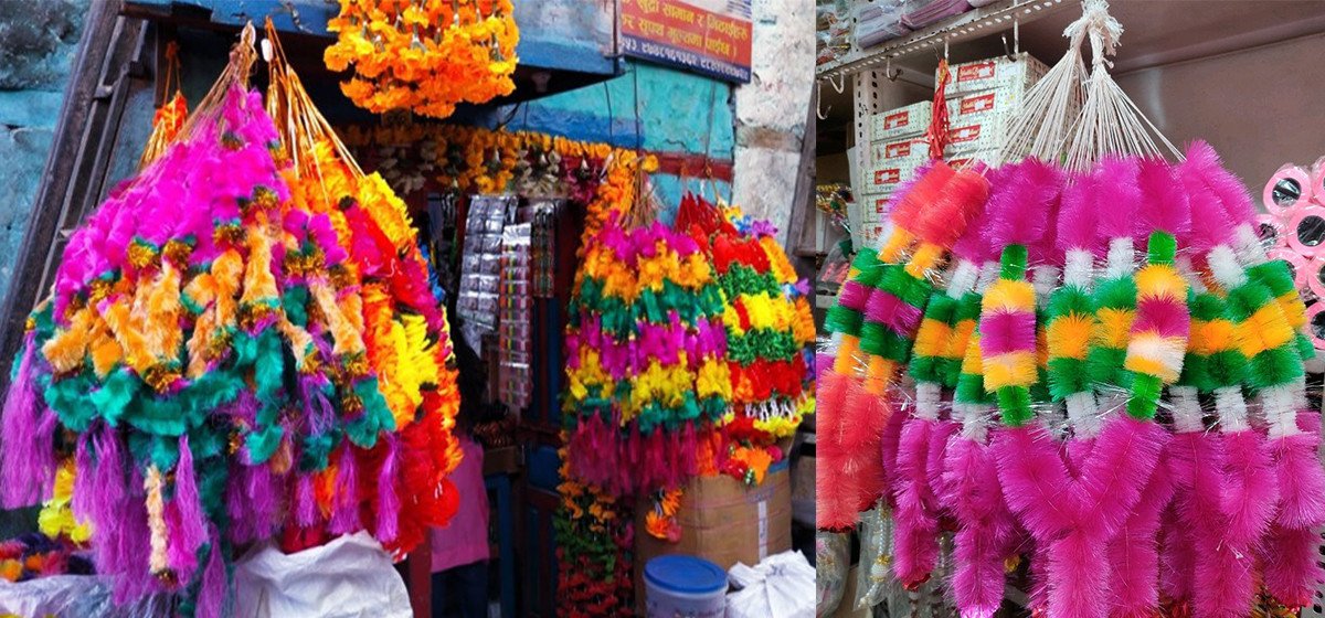तिहारका लागि १७ लाखको कृत्रिम फूलमाला आयात