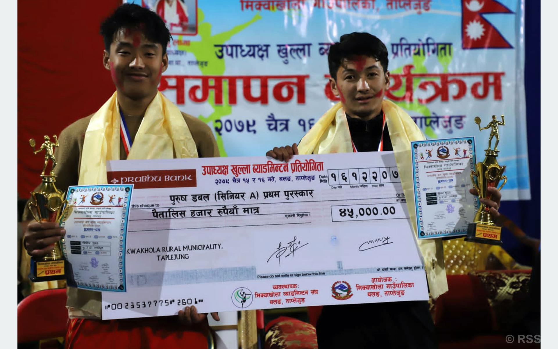 ब्याडमिन्टनमा विजयी मिलिन र दिपेन