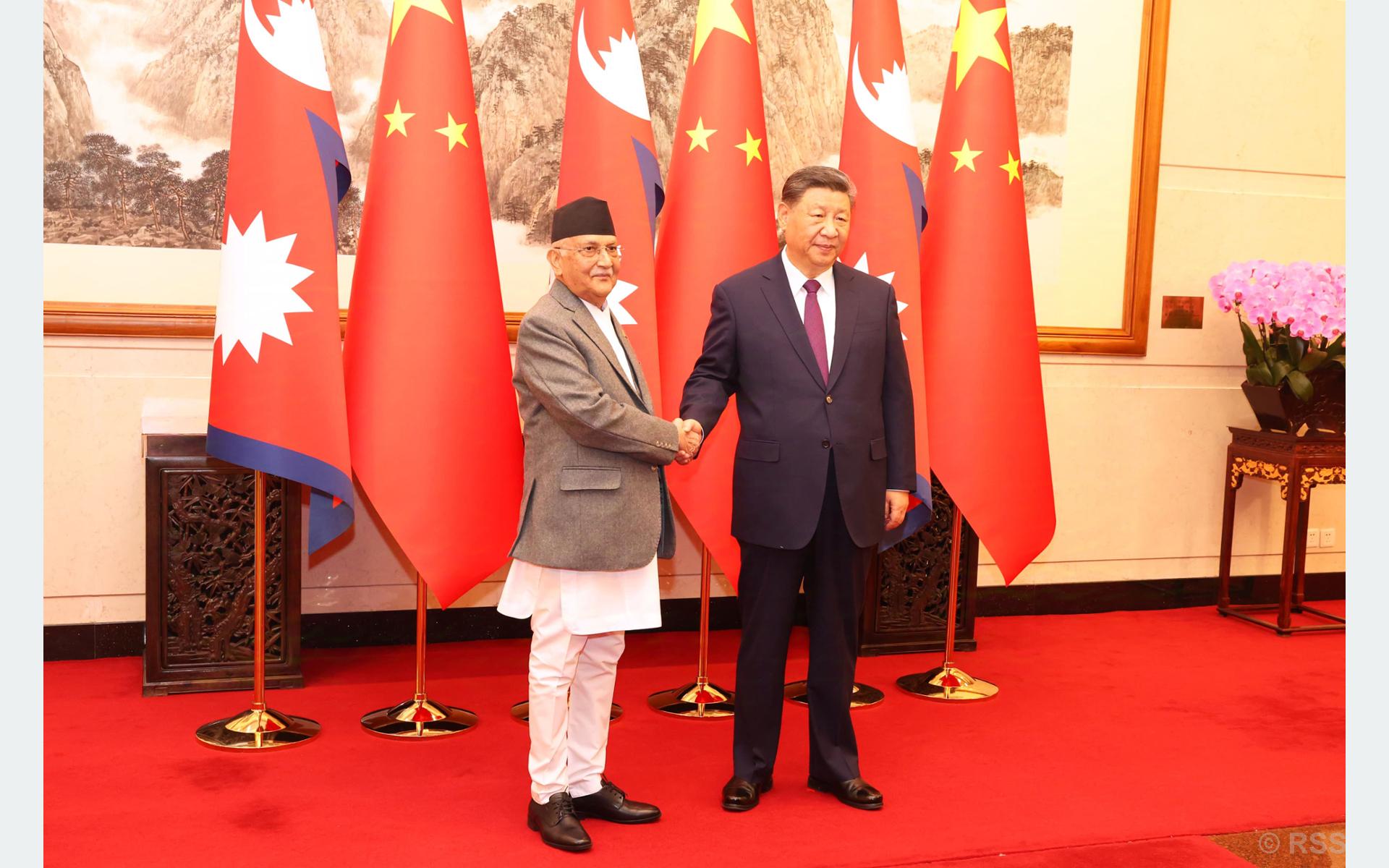 चिनियाँ राष्ट्रपति सी जिनपिङसँग ओलीको भेटवार्ता