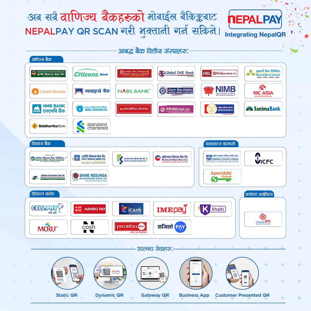 नेपाल पे क्युआर सबै वाणिज्य बैंकहरूको मोबाइल बैंकिङबाट स्क्यान गर्न सकिने