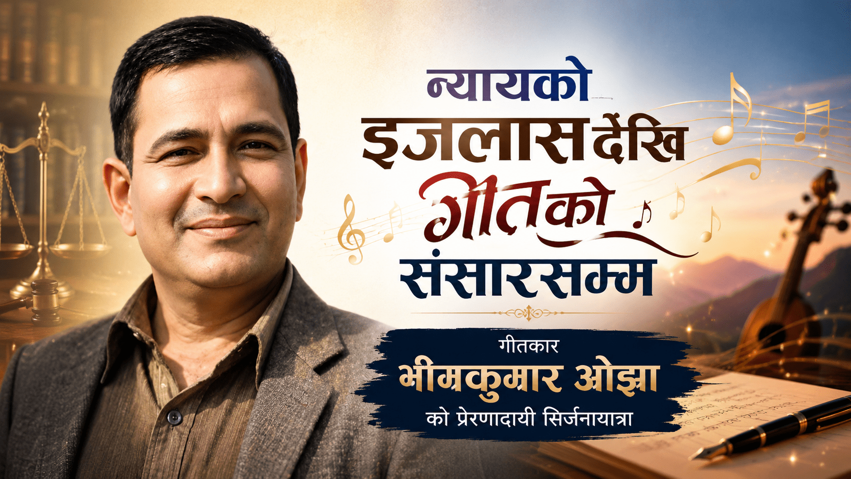 न्यायको आसनदेखि गीतको संसारसम्मः गीतकार भीमकुमार ओझाको सिर्जनायात्रा