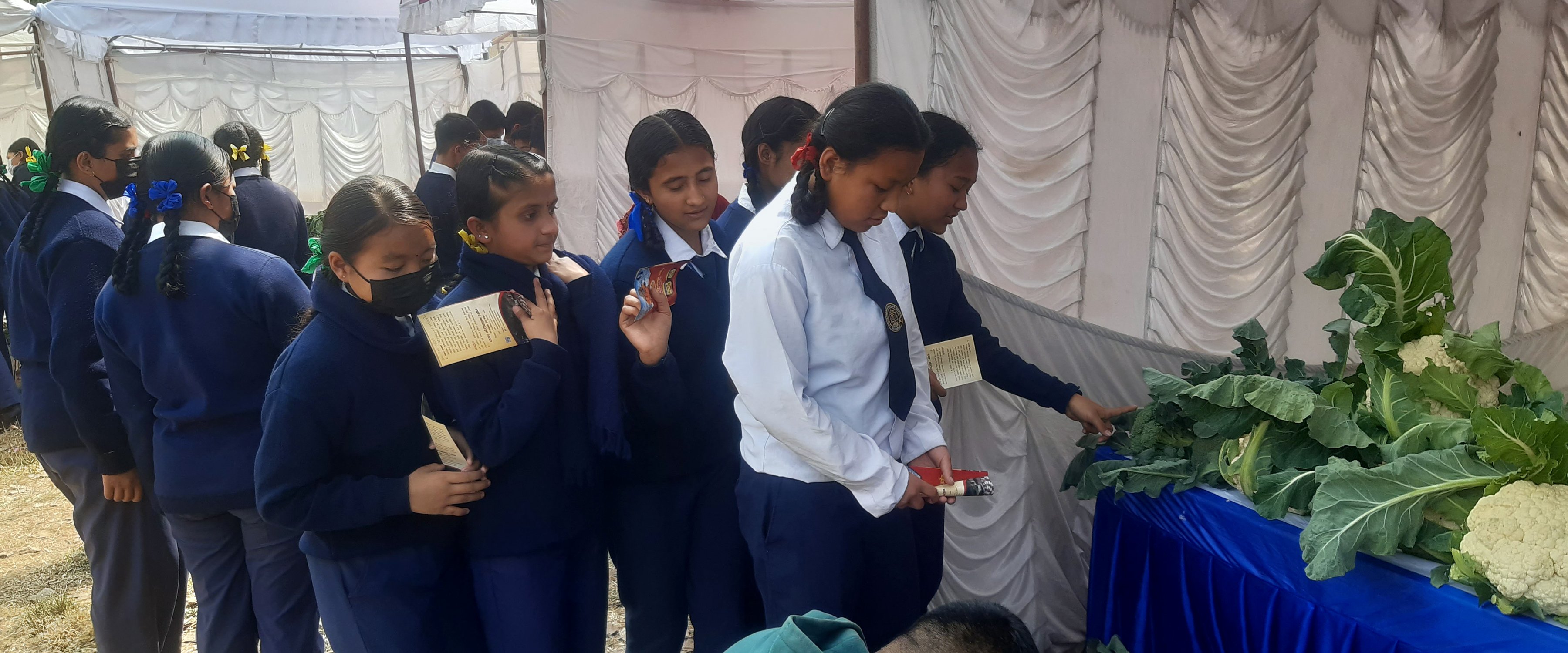 कृषि प्रदर्शनी मेला अवलोकन गर्दै विद्यार्थी