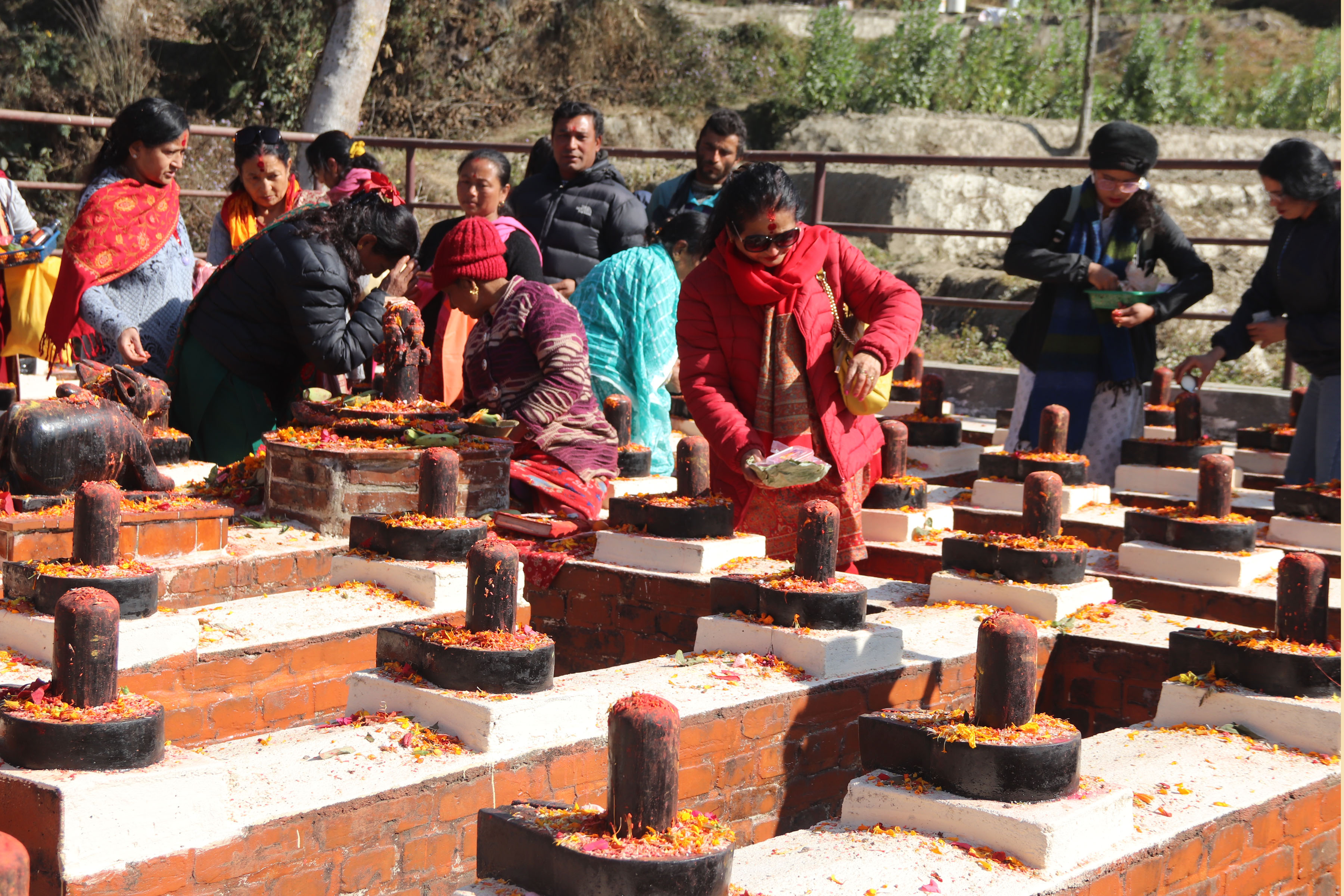 शिवलिङ्गको दर्शन गर्दै भक्तजन