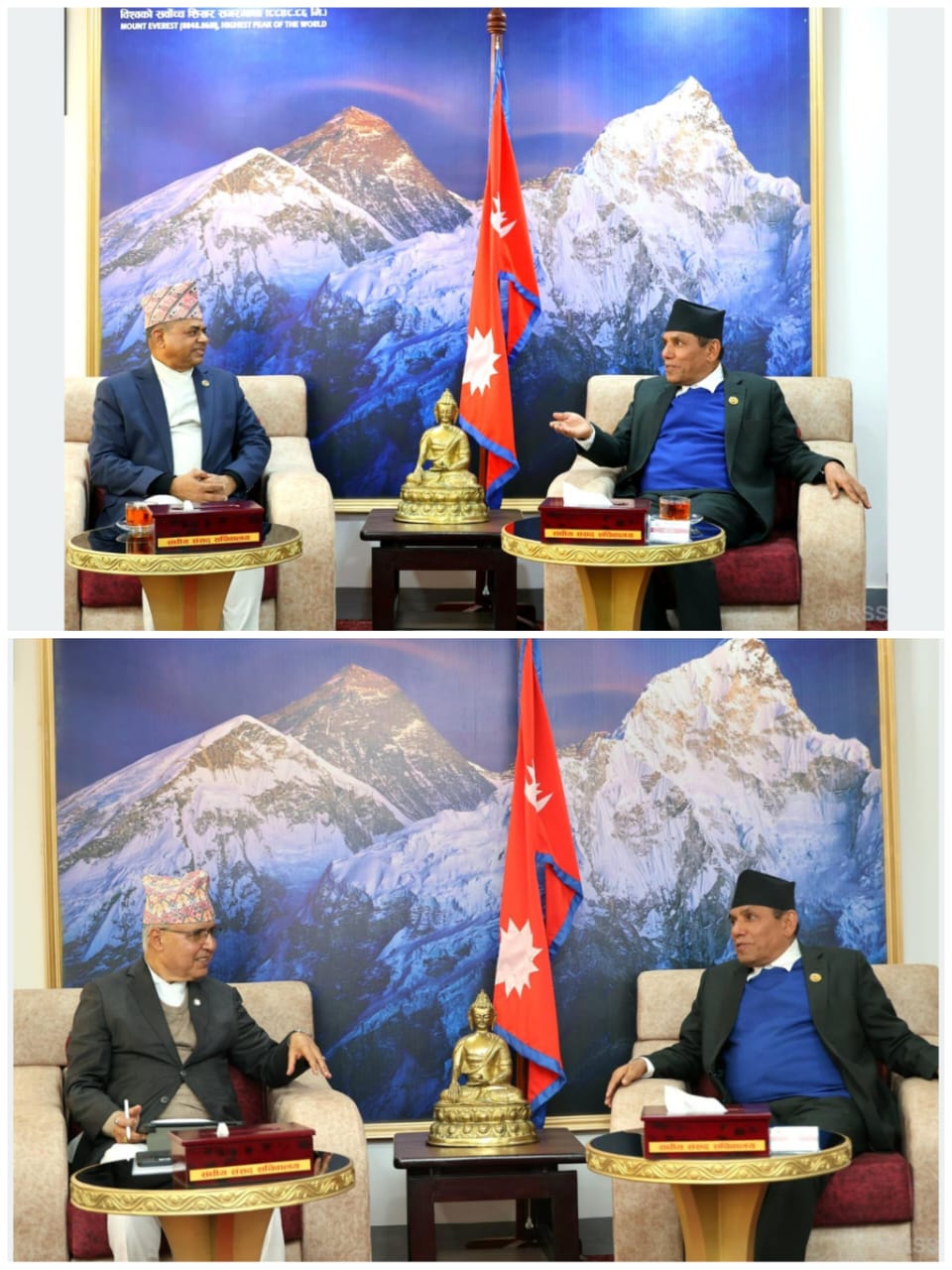 राष्ट्रियसभाका अध्यक्षसँग मन्त्री खनाल र सिन्हाको भेट