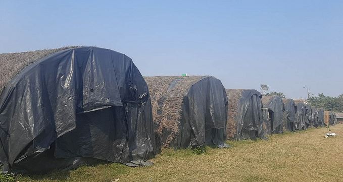 च्याउँ उत्पादनका लागि निर्माण गरिएका टहरा