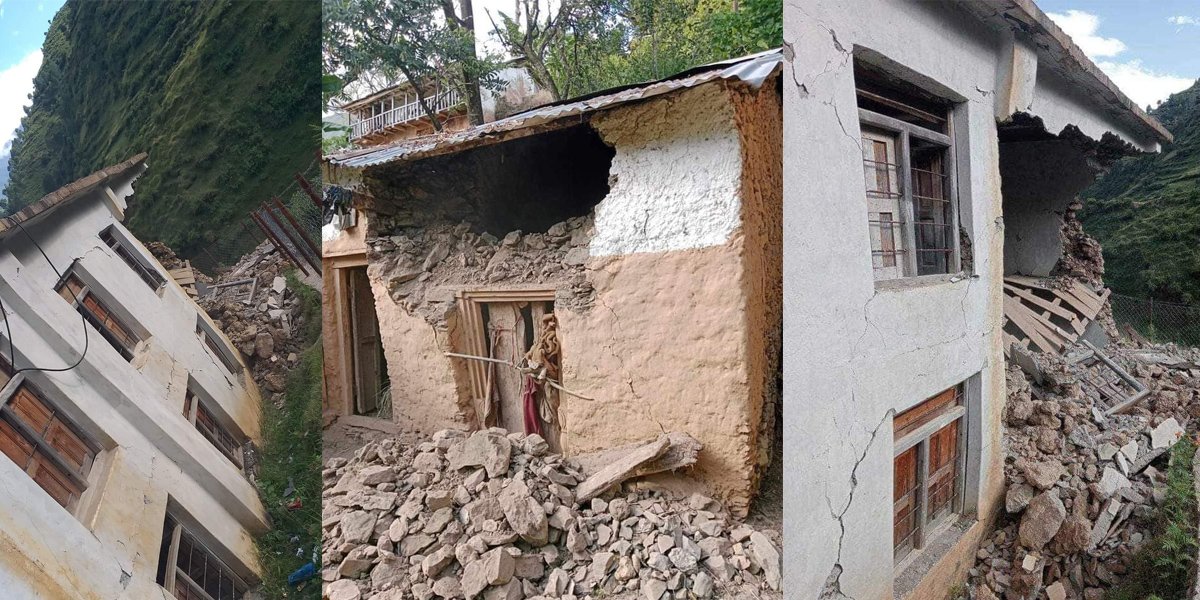 भूकम्पले घर चिरा परेको घर भत्किँदा २२ ओटा बाख्रा मरे