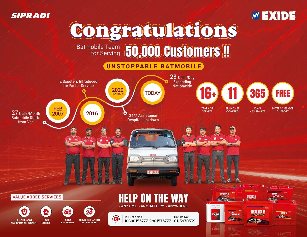 एक्साइड ब्याट मोबाइल सेवा ५० हजार ग्राहकसम्म विस्तार