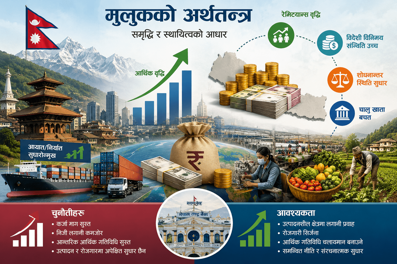 मुलुकको अर्थतन्त्र : बाह्य सूचक बलियो, निजी क्षेत्रको गतिविधि भने सुस्त