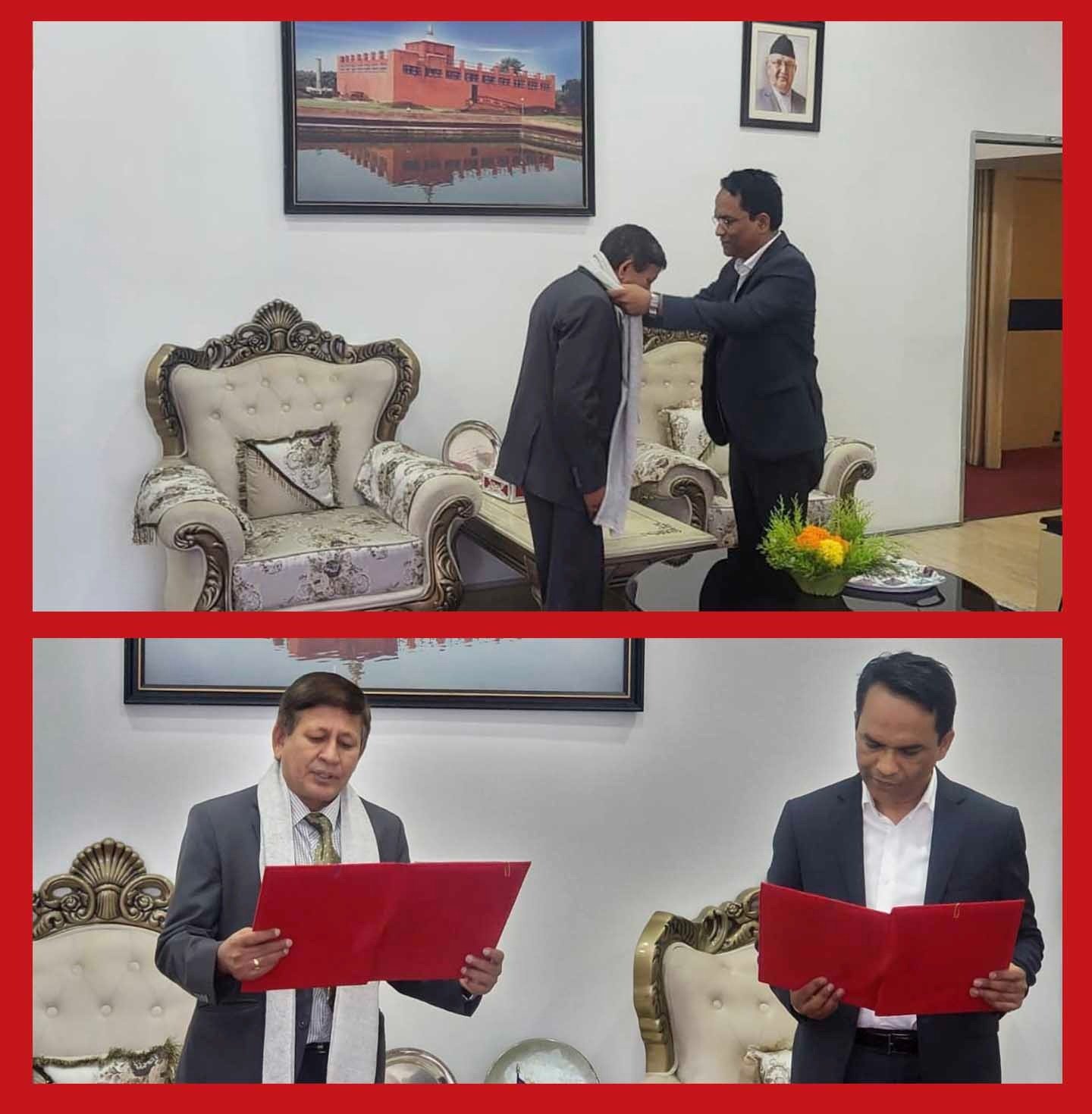 प्रभु बैंकको सञ्चालक समितिका अध्यक्ष कार्कीले गभर्नरबाट गरे पदभार ग्रहण