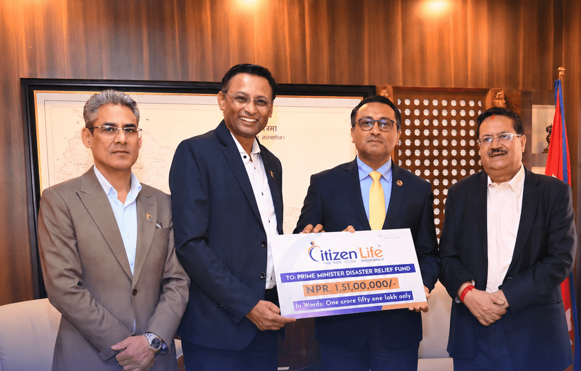 सिटिजन लाइफद्वारा प्रधानमन्त्री दैवी प्रकोप उद्धार कोषमा रु. १ करोड ५१ लाख सहयोग