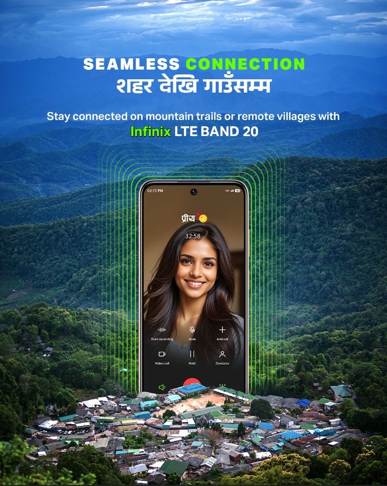 इनफिनिक्स स्मार्टफोनमा ब्यान्ड २० सपोर्ट : नेपालभर फोरजी एलटीई कनेक्टिविटी