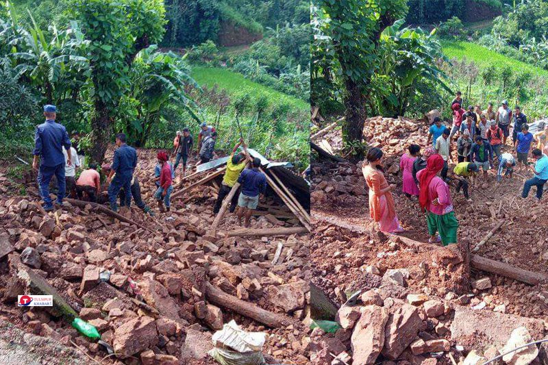 तुलसीपुरमा घर भत्किदा २ जना घाइते