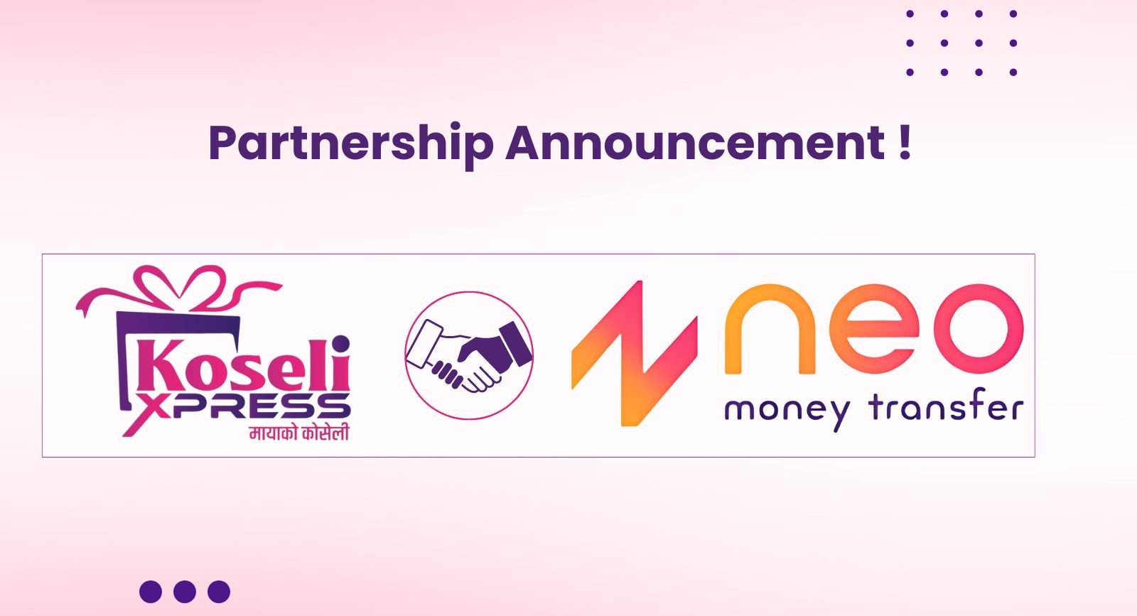 कोसेली एक्सप्रेस र NEO MONEY TRANSFER  बीच छुट  दिने सम्झौता