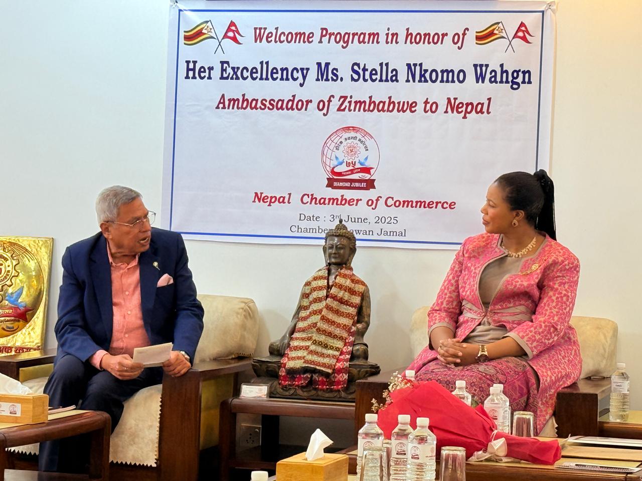 नेपाल चेम्बर र जिम्बावेका राजदूतबीच व्यापार सहजीकरण र लगानी अभिवृद्धिका लागि छलफल