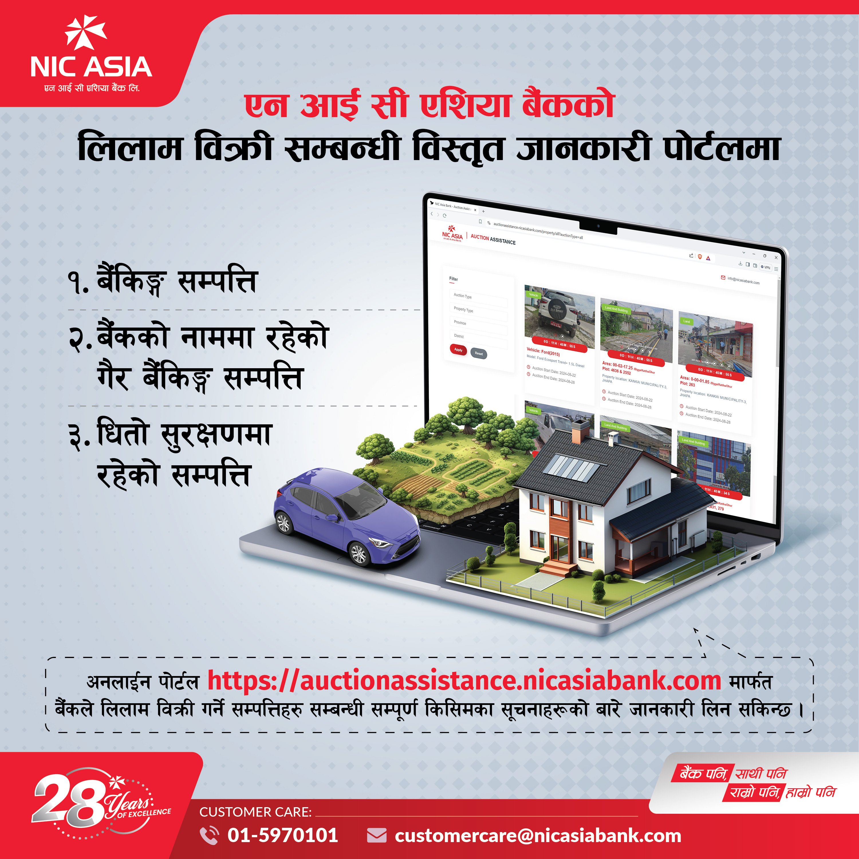 एन आई सी एशिया बैंकद्वारा सम्पत्ति लिलाम बिक्रीका लागि अनलाइन पोर्टल सञ्चालन