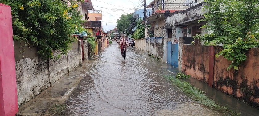 भैरहवामा भारी वर्षाका कारण जनजीवन प्रभावित