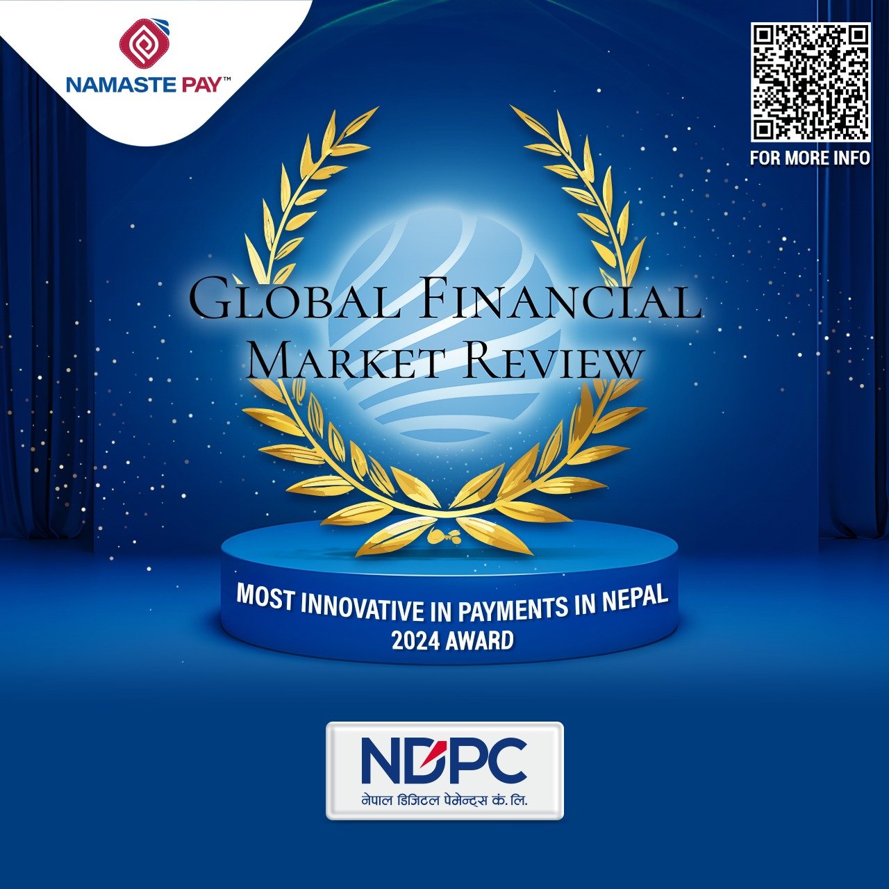 NDPC, GFM द्वारा 'मोस्ट इनोभेटिभ इन पेमेन्ट्स इन नेपाल २०२४'अवार्ड ले सम्मानित