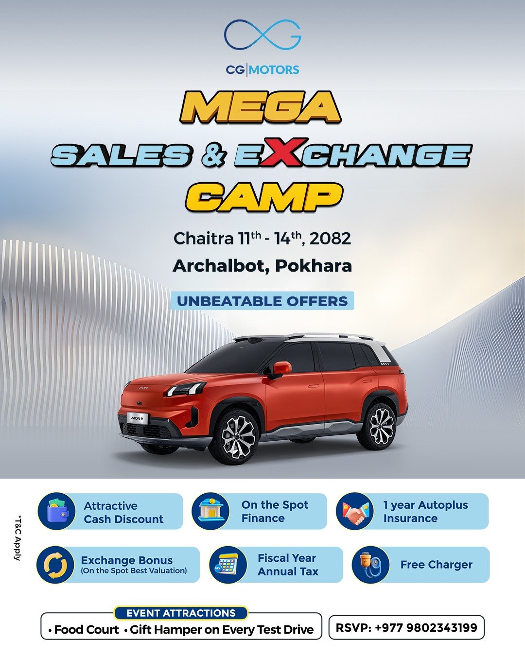 पोखरामा AION र XPENG सहित CG Motors को Mega Sales & Exchange Camp आयोजना